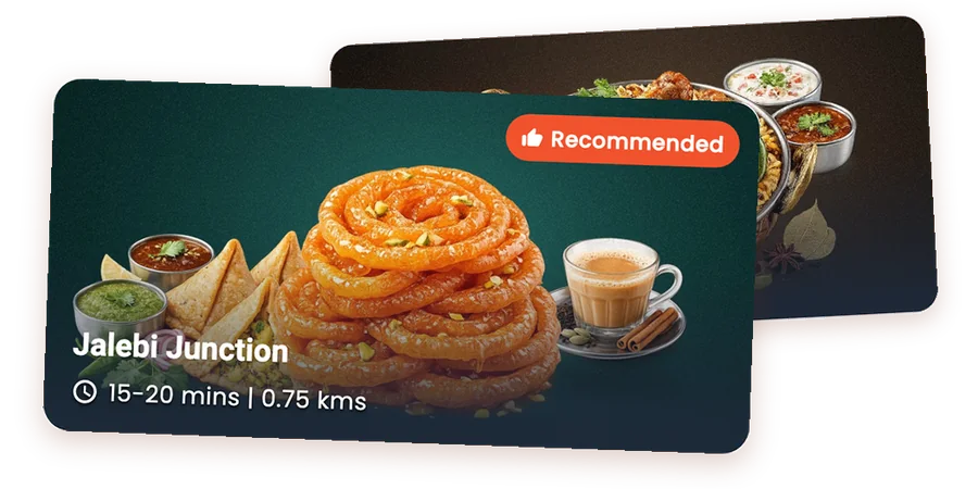 Restaurant cards in the Furtilo app, showing delivery time and distance
